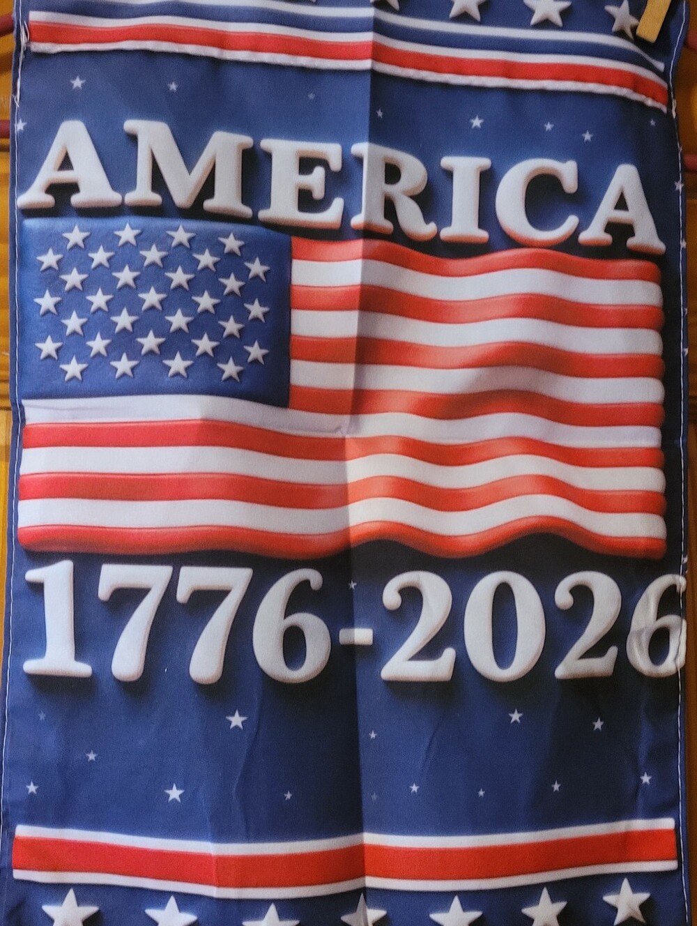 America 1776-2026 Flag Banner - Patriotic Red, White & Blue (C01)